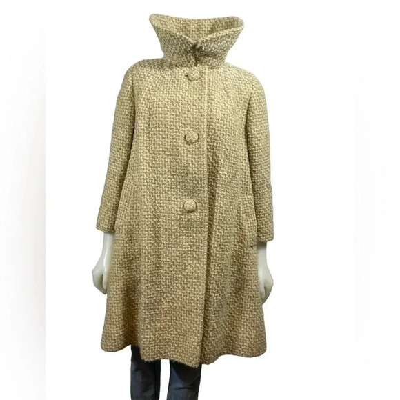 Vintage Custom Cloak Toronto Irish Tweed  Beige Button Jacket - Picture 1 of 11